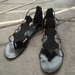 Aldo black zeanna gladiator sandals